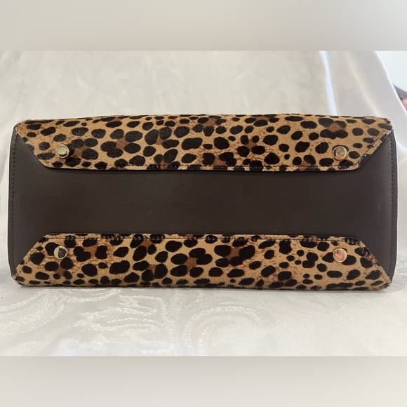 Kate Spade Leopard Haircalf zip medium satchel with chocolate leather sides - Picture 7 of 12